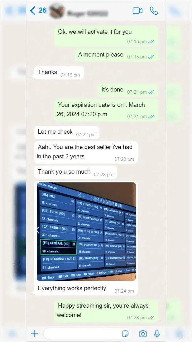 WhatsApp conversation between a subscriber and IPTV Norge support — screenshot 7 of 9